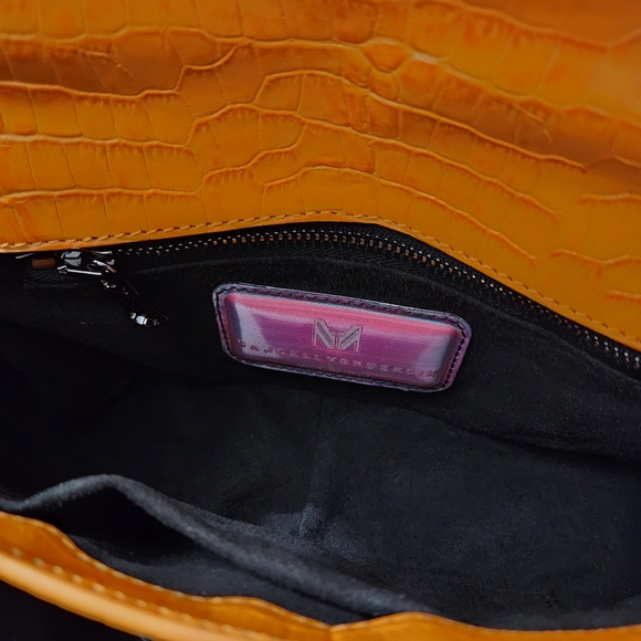 MARCELL VON BERLIN MAXI CROSSBODY BAG ORANGE CROC CROC EMBOSSED GLOSSY LEATHER - Picture 9 of 11